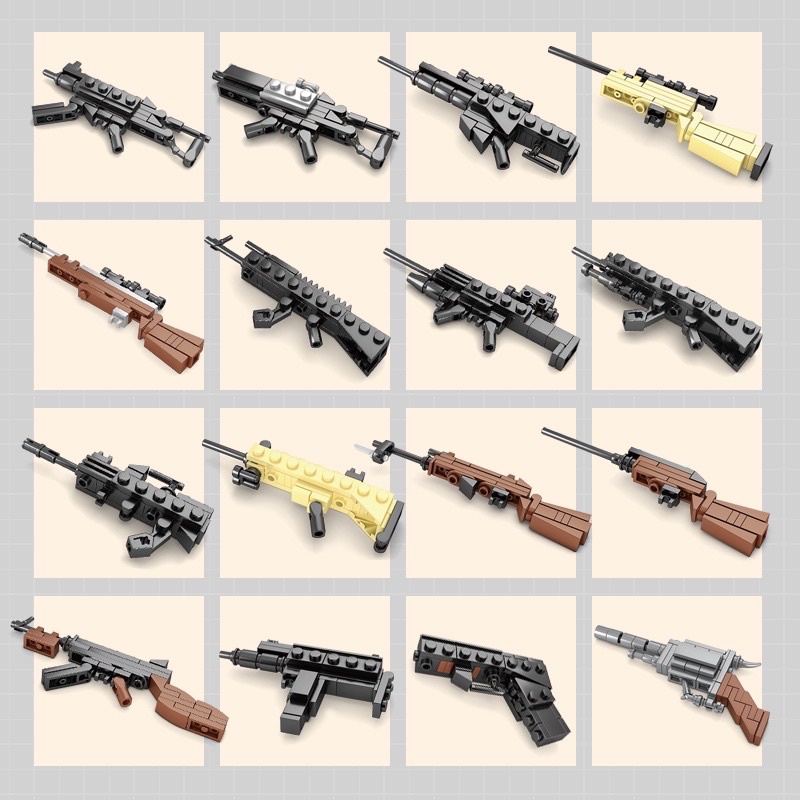 Lego Mô Hình Súng Phỏng Theo PUBG, FreeFire, CSGO, 16 Mẫu Trưng Bày, Chất Liệu Nhựa ABS