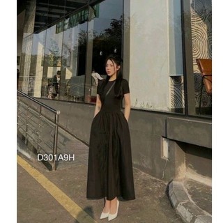 Đầm Dài Dáng Xoè Cộc Tay Liền Thân  Bebedoll ,Váy Nữ Maxi Body Dáng Dài Cổ Hến Bebedoll