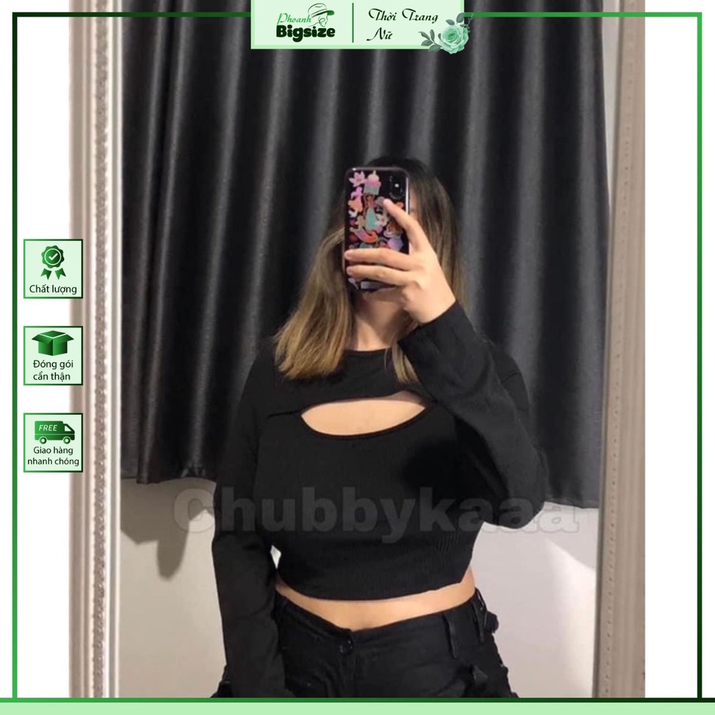 BIGSIZE ÁO TAY DÀI CROP TOP KHOÉT NGỰC