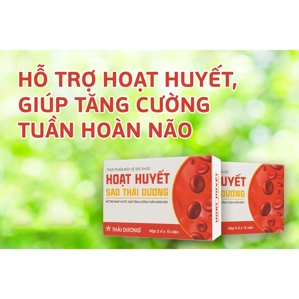 Viên uống Hoạt Huyết Sao Thái Dương tăng cường tuần hoàn não ( hộp  2 vỉ x 15 viên) - Sao Thái Dương