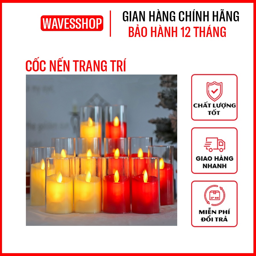 Cốc nến thủy tinh điện tử có đèn led trang trí nhà hàng, quán cafe nhiều màu
