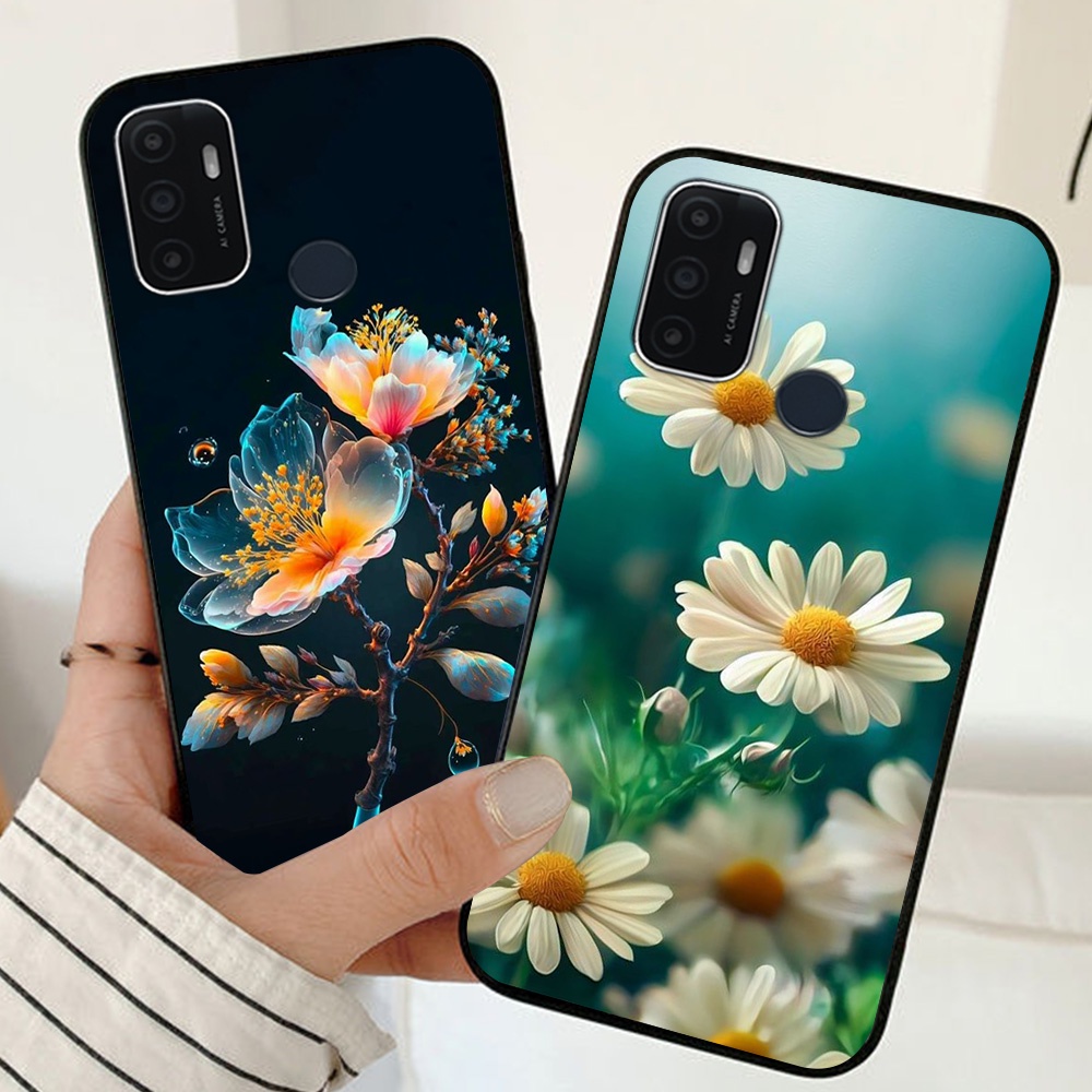 Ốp lưng oppo a53 2020 in nhám hình hoa cỏ