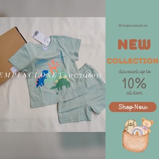 Set bộ cotton cộc tay khủng long mùa hè cho bé trai từ 9 đến 20kg