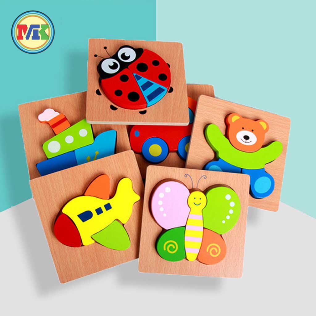 Đồ Chơi Xếp Hình, Lắp Ráp Tranh Ghép Gỗ 3D Nhiều Hình Ngộ Nghĩnh - Phát Triển Trí Tuệ Cho Bé [XH-19]