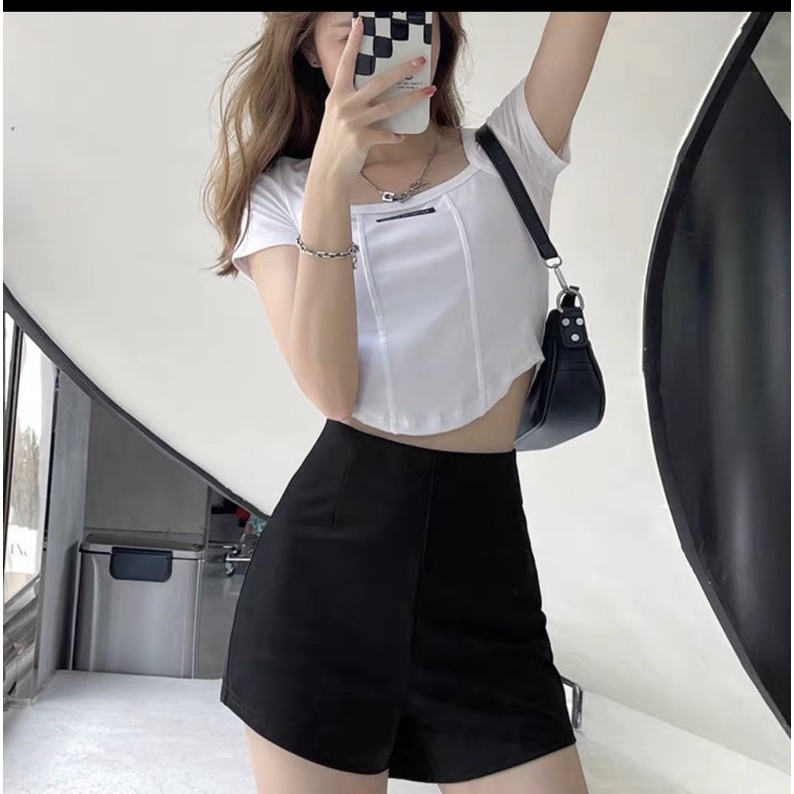 QUẦN SHORT FOM LƯNG CAO DÂY KÉO BÊN HÔNG VẢI TUYẾT HÀNG QC CAO CẤP