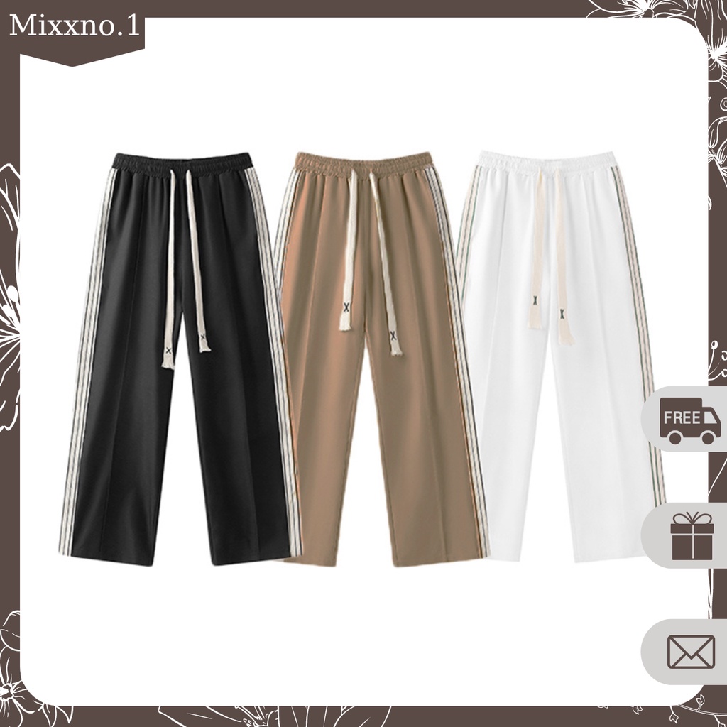 Quần Dài Nam Ống Rộng Họa Tiết Sọc Kẻ Phong Cách Thể Thao Năng Động Thời Trang Mixxno1 QUAN NAM 140V2