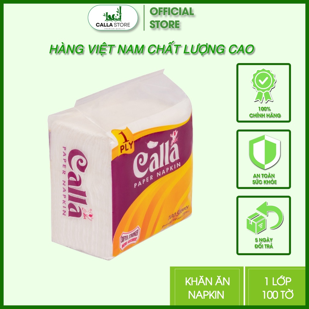 Khăn Ăn Napkin Calla Official - Giấy Ăn Napkin Mềm, Không Mủn, Không Tẩy Trắng, Nguyên Liệu Indonesia