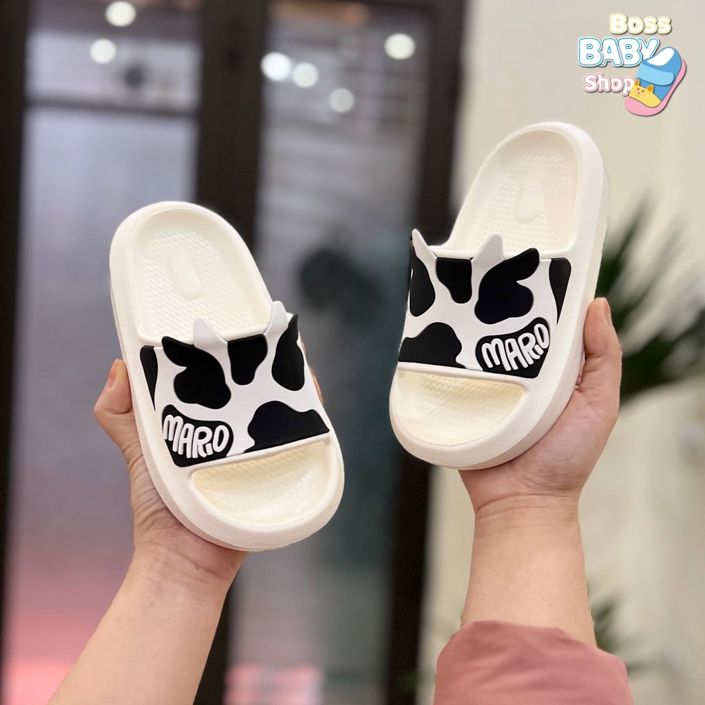 Dép Lê Siêu Nhẹ Cho Bé Trai Bé Gái Từ 4-15 Tuổi Cao Cấp Họa Tiết Bò Sữa Đế Cao Phong Cách Thời Trang