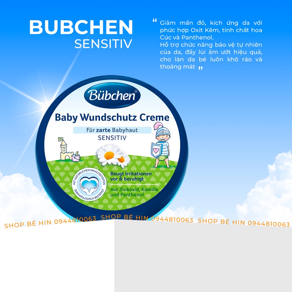 Kem chống hăm cho bé Bubchen Baby Wundschutz 150ml, Hàng Đức chính hãng
