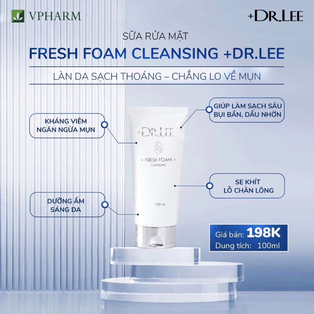 Sữa rửa mặt +DR.LEE Fresh Foam Cleansing giúp làm sạch sâu, sáng da tuýp 100ml