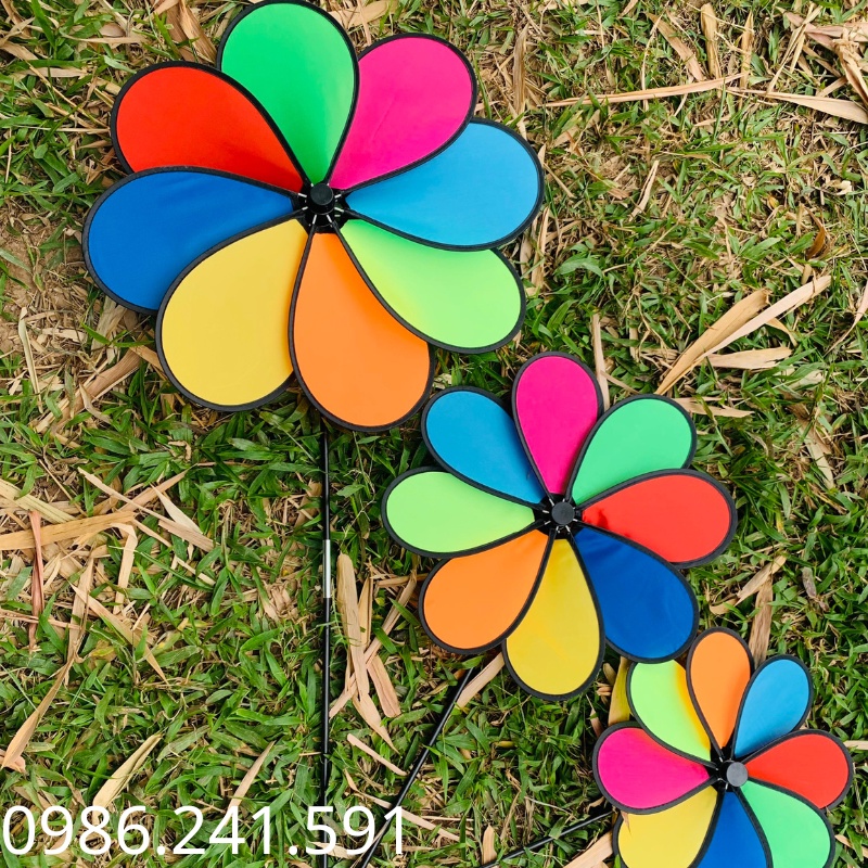 Chong chóng cây 8 cánh nhiều màu- Chong chóng trang trí- Chong chóng mầm non