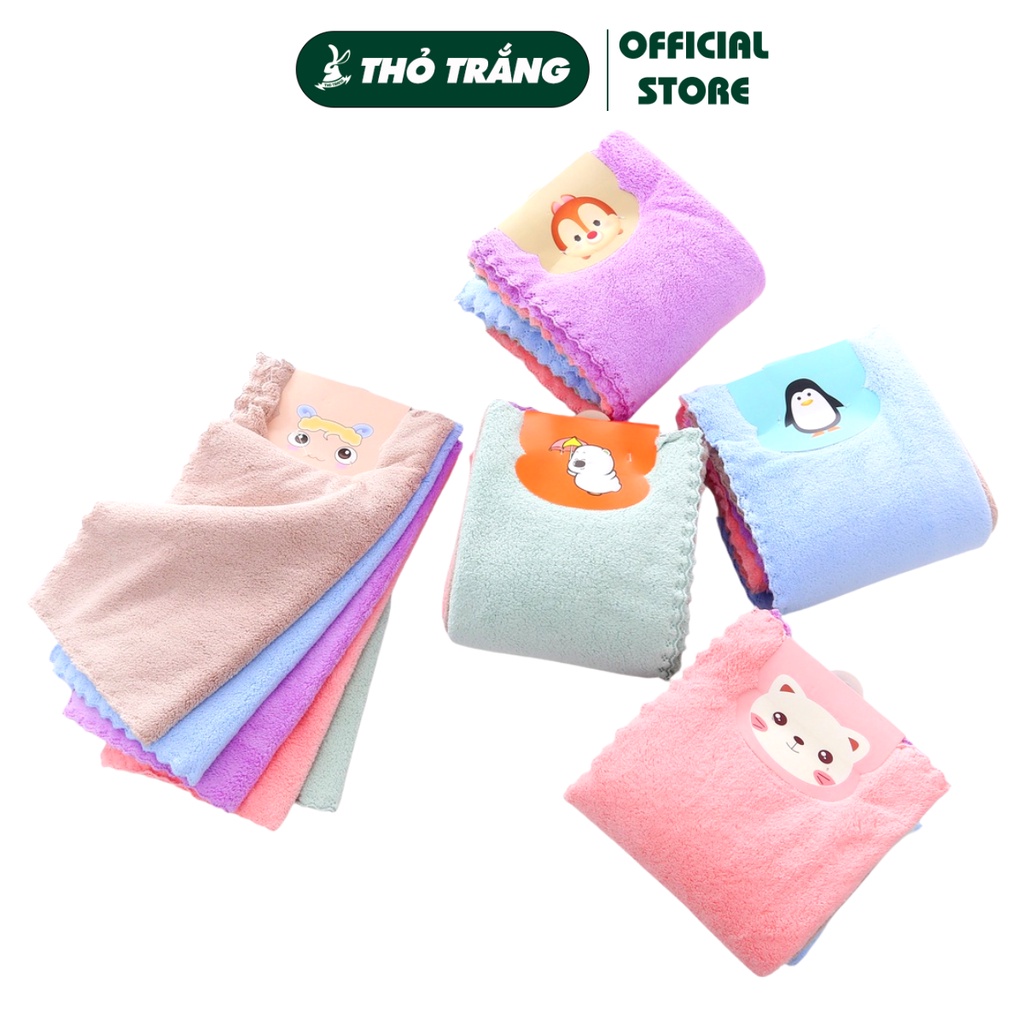 Combo 5 khăn lau đa năng thấm hút cotton kích thước 30x30 - giao màu ngẫu nhiên
