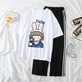 Sét Bộ Đồ Quần Áo Nữ Chào Mùa Hè Ngắn Tay Cotton In 3D Bơ Brother Mặc Ở Nhà Mix Quần Ống Rộng Thun Cát Siêu Xinh Cute