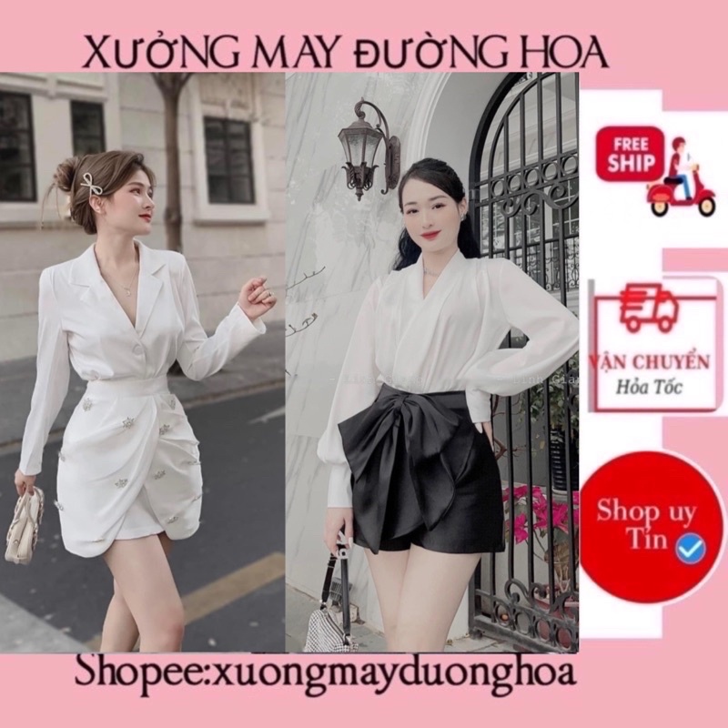 [242] Sét áo sơ mi lụa cổ V mix quần tacta siêu đẹp (kèm ảnh thật)