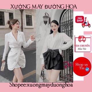 Sét áo sơ mi lụa cổ V mix quần tacta siêu đẹp
