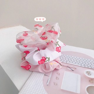 Cột Tóc Vải Scrunchies Cherry [ Ảnh Thật],