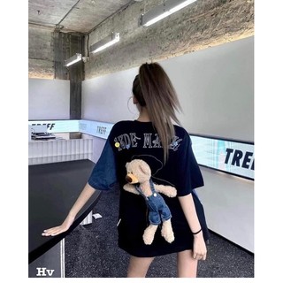 Áo phông 13de marzo phối jeans lưng đính gấu bông