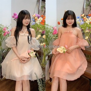 🫧 váy yếm tiểu thư nơ ngực tay bồng