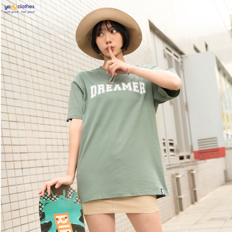Áo thun Unisex nam nữ YODY form rộng tay lỡ in chữ DREAMER đủ size TSU6002 - 2