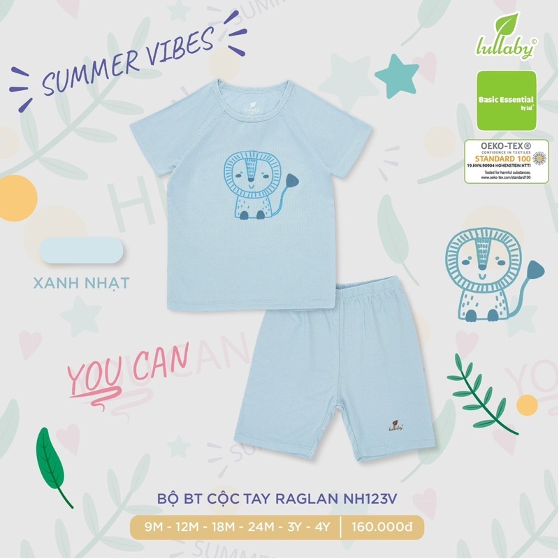 Bộ cộc tay chất peptit hãng Lullaby cho bé