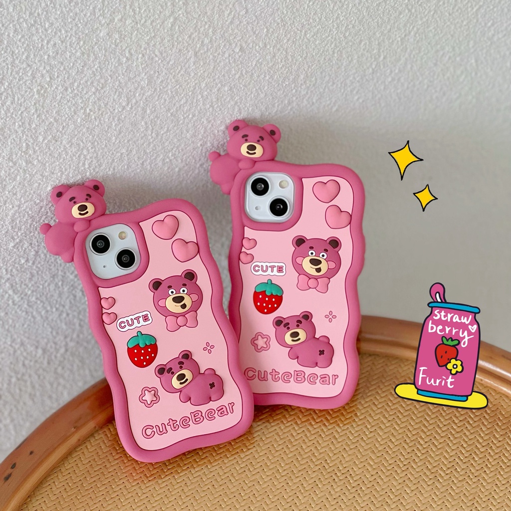 Ốp Điện Thoại Silicon Mềm Hình Gấu Lotso 3D Dễ Thương Cho Iphone 14 14 Pro 14 Pro Max 11 12 promax 13 Pro Max