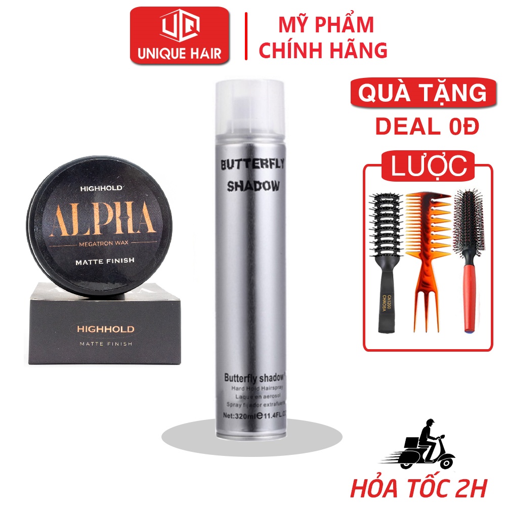 Combo Sáp Vuốt Tóc Alpha Clay wax + Gôm Butterfly + Tặng lược Chaobao