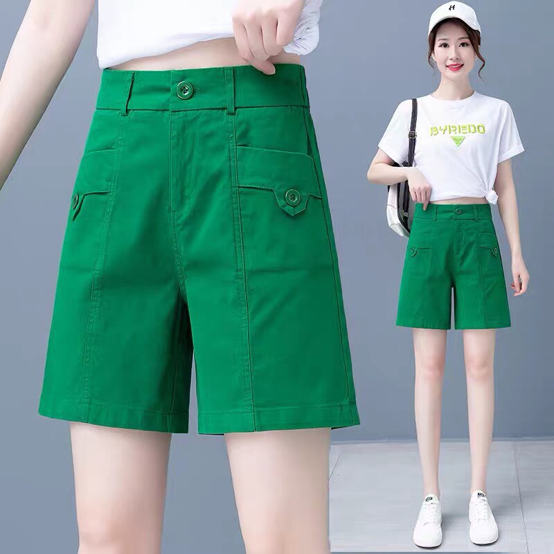 Quần đùi nữ kaki cạp cao có khóa kéo