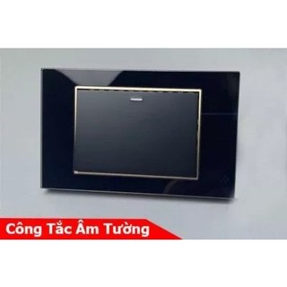 Công tắc điện âm tường mặt kính cường lực viền vàng tenko tk-c18-b-01 đen