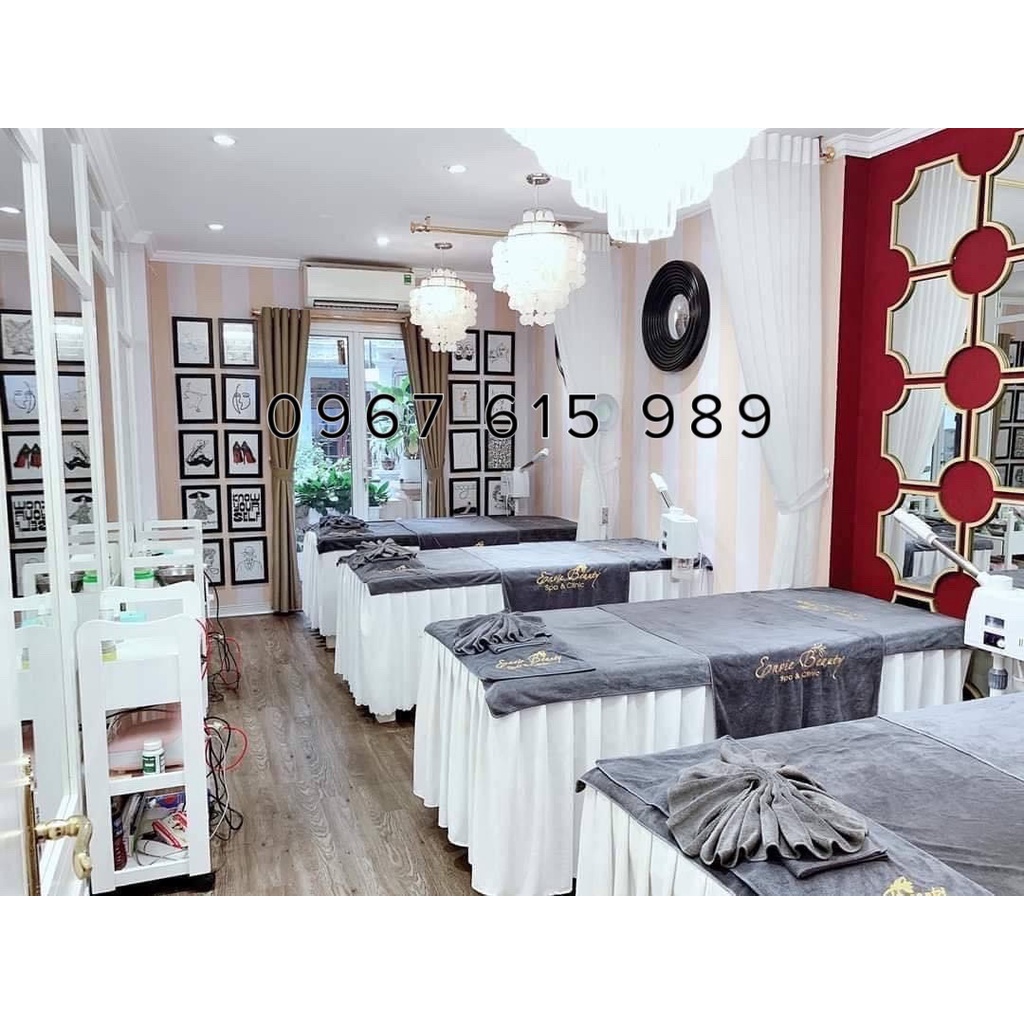 Ga, drap giường Spa, ga giường nối mi, phun xăm vải thun lạnh, khoét lỗ theo yêu cầu