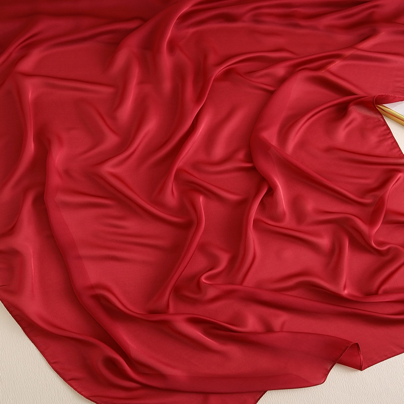 KL059-3 Khăn choàng cổ lụa trơn màu đỏ, kích thước 95*180cm