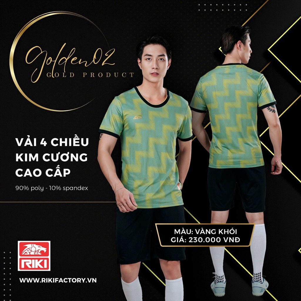 Bộ Quần Áo Đá Banh Riki Golden 2 - Chất vải Cao Cấp - Chống Tia UV