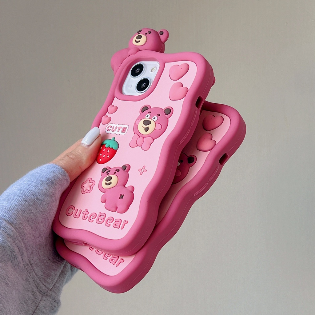 Ốp Điện Thoại Silicon Mềm Hình Gấu Lotso 3D Dễ Thương Cho Iphone 14 14 Pro 14 Pro Max 11 12 promax 13 Pro Max