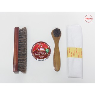 Bộ xi đánh giày kiwi màu nâu 4 món