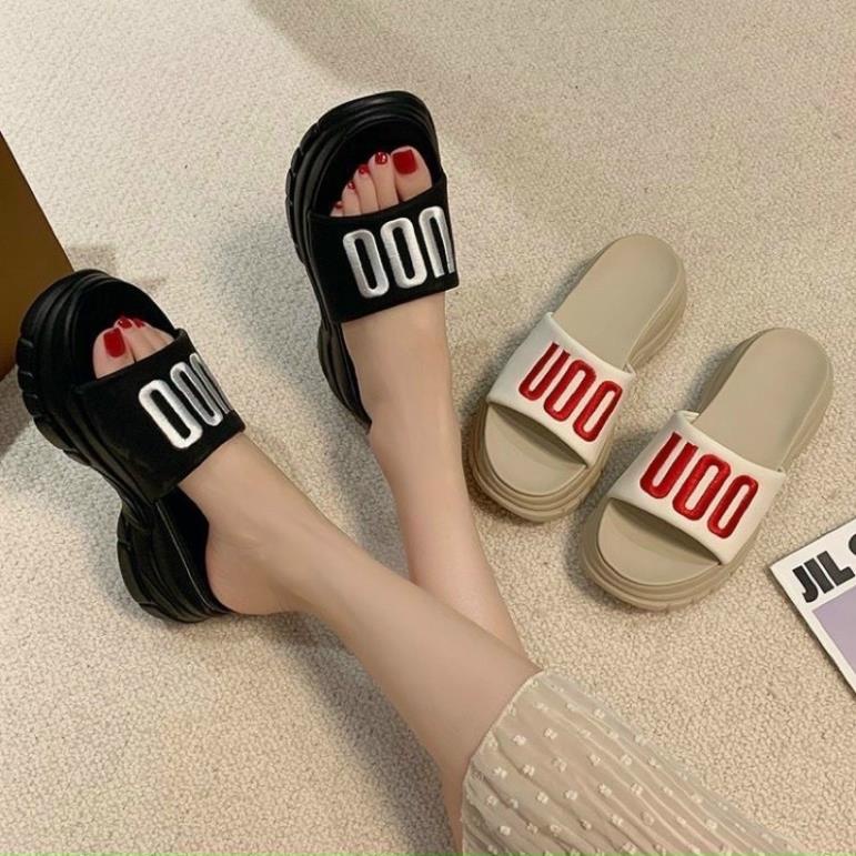 1 DÉP THỜI TRANG NỮ QUAI NGANG BẢN TO PHONG CÁCH HIỆN ĐẠI ĐẾ CAO , DÉP QUAI THÊU DÉP UOO OUU 1