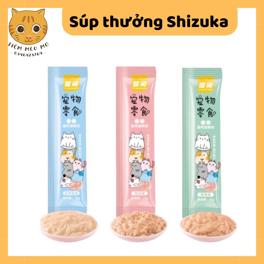 COMBO 100 thanh súp thưởng Shizuka dinh dưỡng cho mèo 15g - Date mới