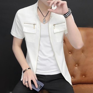 Áo sơ mi Nam Áo sơ mi cộc tay Nam phối khóa kéo, và túi 2 bên ngực. Phong cách mạnh mẽ năng động và trẻ trung T11