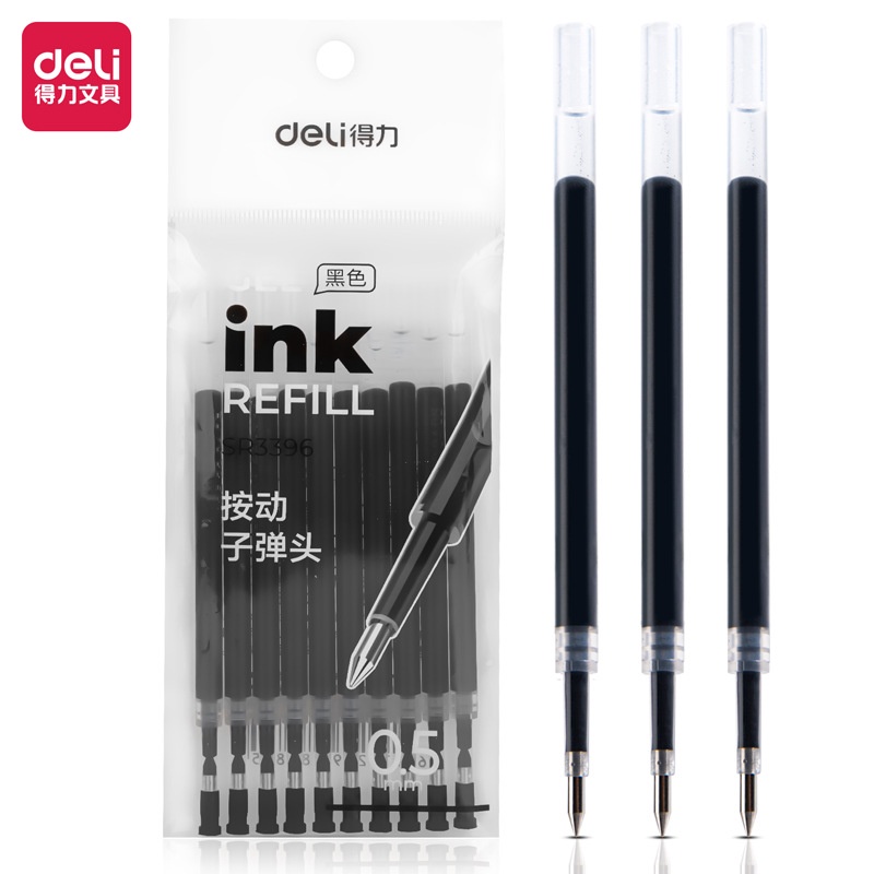 Set 10 NGÒI DELI 11cm MỰC ĐEN dành cho bút bi bấm