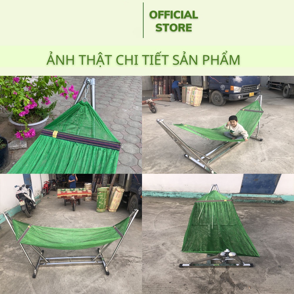 Võng Xếp Thuyền Khung Vuông  Inox 304 Phi 40 Không Rỉ Sáng Bóng -