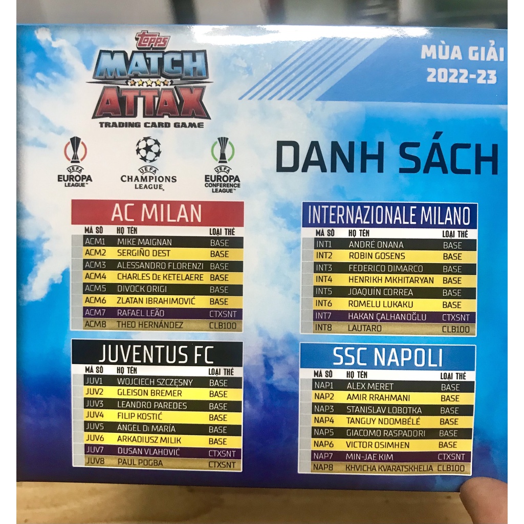 MỚI - BST Thẻ in Match Attax Serie A TIM 22/23 phiên bản Việt hoá