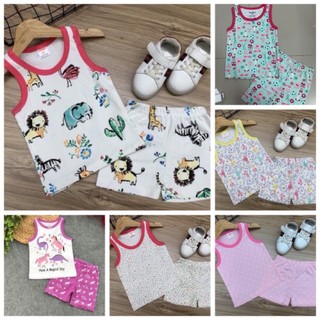 9-16kg bộ thun borip sát nách quần lửng cho bé gái 041