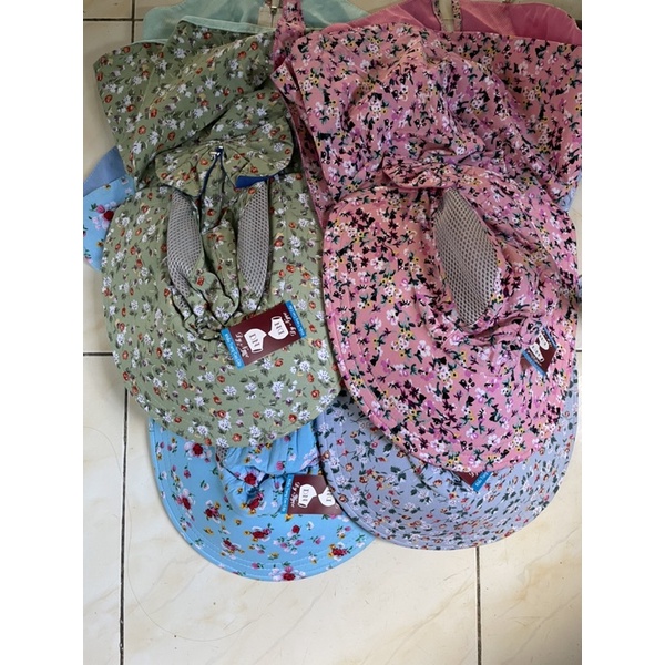 Khẩu trang nón Duy Ngọc vành rộng che cổ chất liệu cotton họa tiết hoa nhiều màu thích hợp đi biển