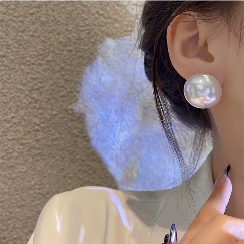 Bông tai Hột bẹt Tròn Trắng to❤️