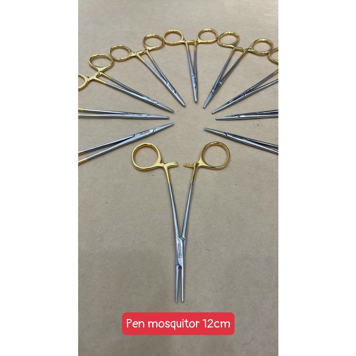 Pen y tế 12cm thẳng mạ vàng cao cấp