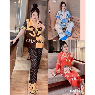 Đồ bộ lụa xước tay ngắn cao cấp, pijama lụa xước tay ngắn