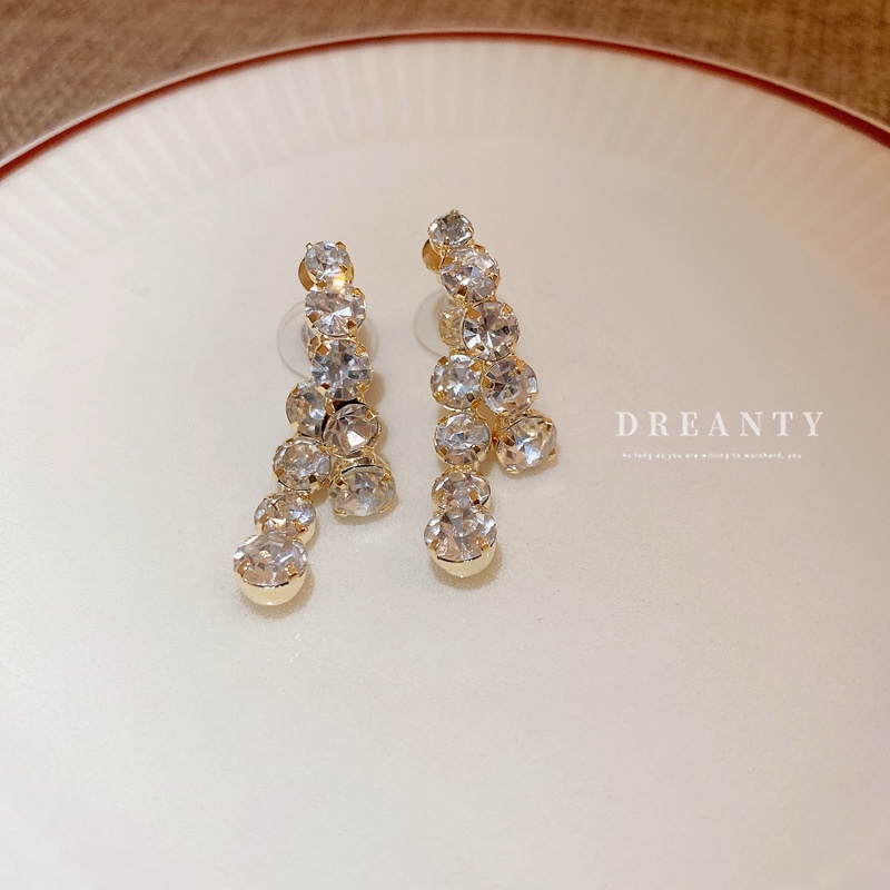 Bông Tai Mạ Vàng / Bạc Dát Kim Cương Nhiều Kiểu Dáng Hình Học Sang Trọng Phong Cách Hàn Quốc Cho Nữ