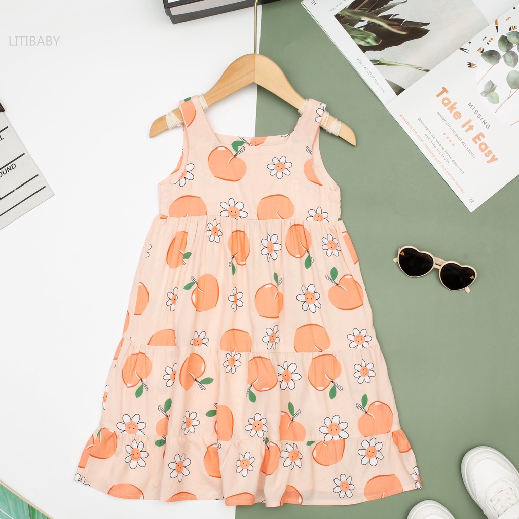 Váy lanh cực xinh cho bé gái . Full size 2T-12T . Thương hiệu Litibaby