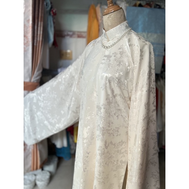 Áo tấc tơ tằm trắng kem