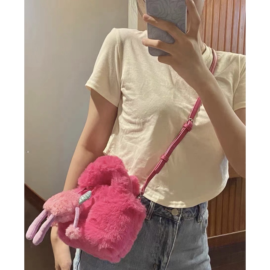 Túi Xách Nữ Túi Đeo Chéo Phủ Lông Hình Quái Vật Nhỏ Dễ Thương Thời Trang Thu Đông Cho Nữ