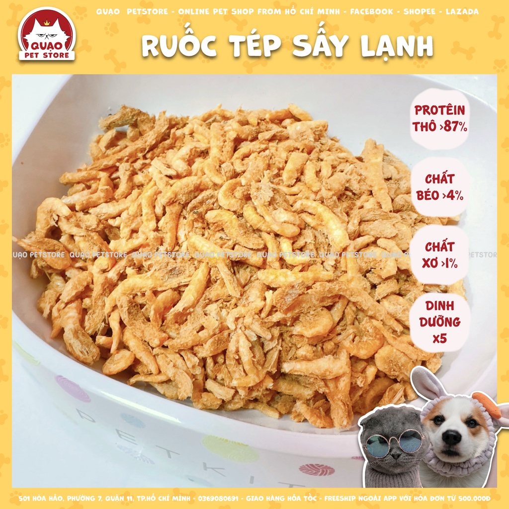 Ruốc tép, tôm sấy lạnh ăn liền, 50gr - thức ăn sấy lạnh đông khô dành cho chó mèo, không bao gồm túi hút ẩm