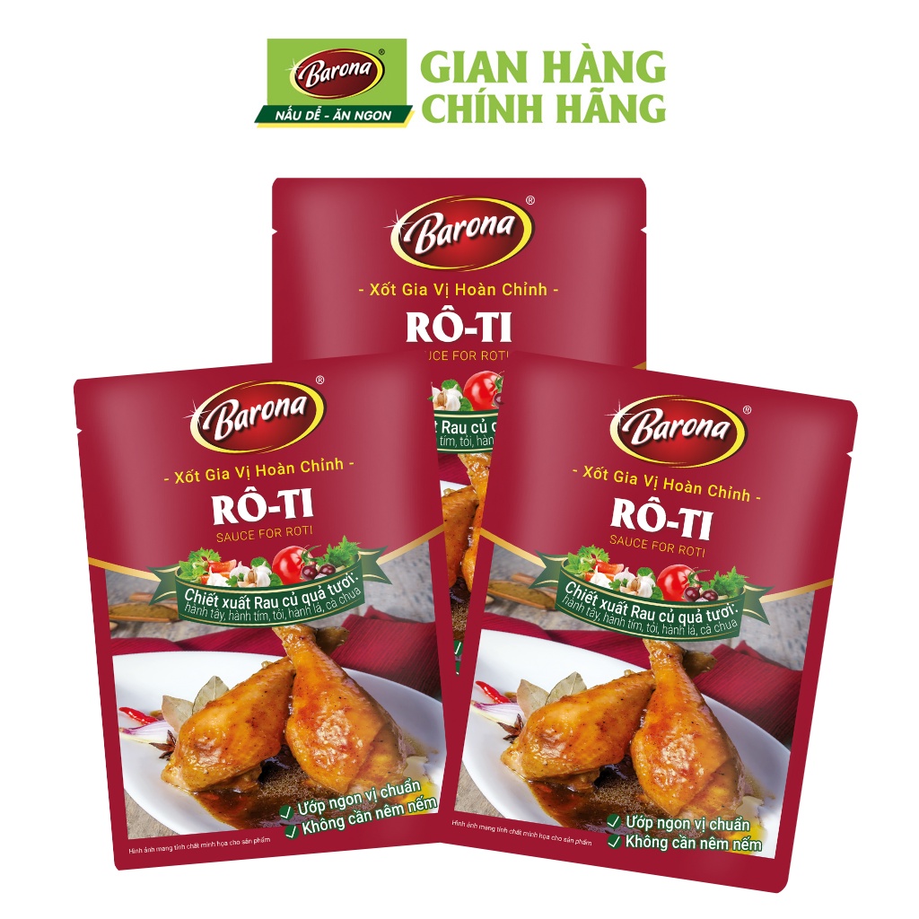 Combo 3 Gói Gia Vị Rô - ti Barona 80g ướp ngon chuẩn vị không cần nêm nếm